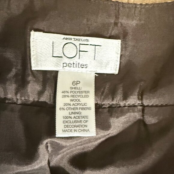 Ann Taylor Loft Petite 6P Wool Blend Herringbone Skirt With Embroidery & Sequin - Picture 4 of 9